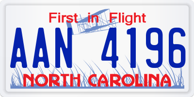 NC license plate AAN4196
