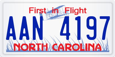 NC license plate AAN4197