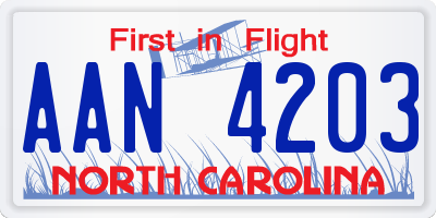 NC license plate AAN4203