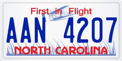 NC license plate AAN4207