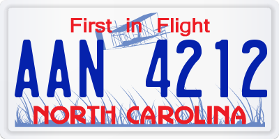 NC license plate AAN4212