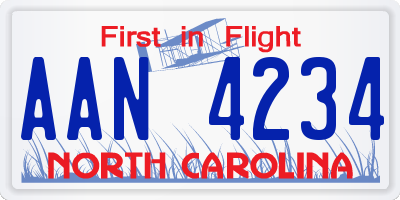 NC license plate AAN4234