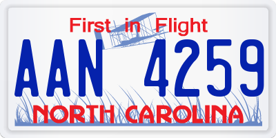 NC license plate AAN4259