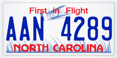 NC license plate AAN4289