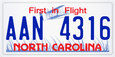 NC license plate AAN4316