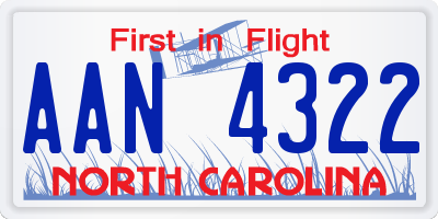 NC license plate AAN4322