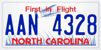 NC license plate AAN4328
