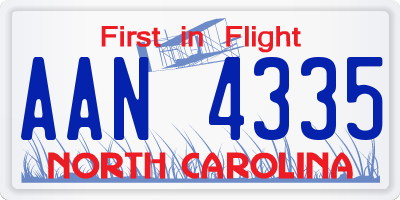NC license plate AAN4335