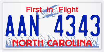 NC license plate AAN4343