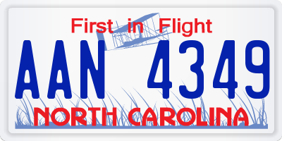 NC license plate AAN4349