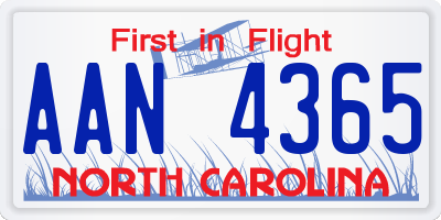 NC license plate AAN4365