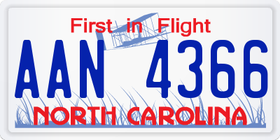 NC license plate AAN4366