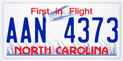 NC license plate AAN4373
