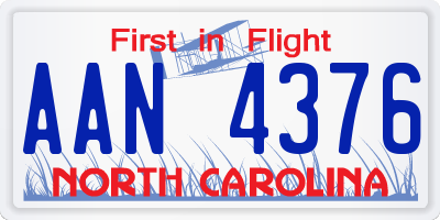 NC license plate AAN4376