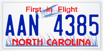 NC license plate AAN4385