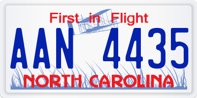 NC license plate AAN4435