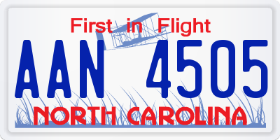 NC license plate AAN4505