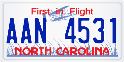 NC license plate AAN4531