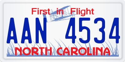 NC license plate AAN4534