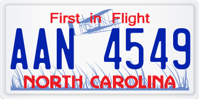 NC license plate AAN4549