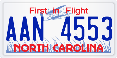 NC license plate AAN4553