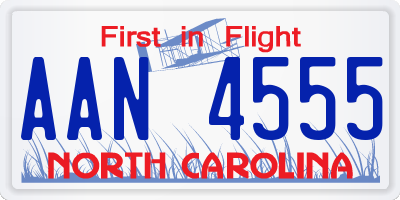 NC license plate AAN4555