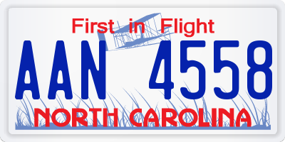 NC license plate AAN4558