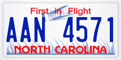 NC license plate AAN4571