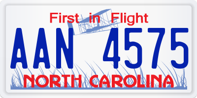 NC license plate AAN4575