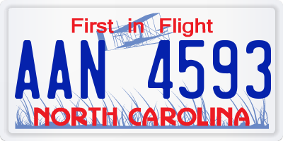 NC license plate AAN4593