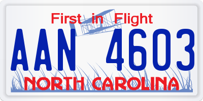NC license plate AAN4603