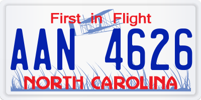 NC license plate AAN4626