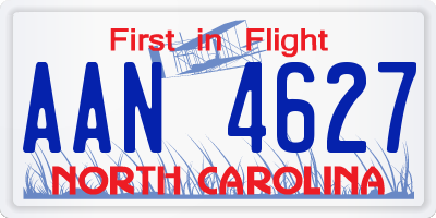 NC license plate AAN4627