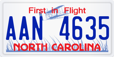 NC license plate AAN4635