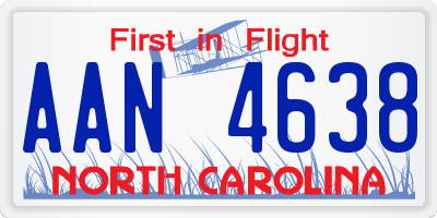 NC license plate AAN4638