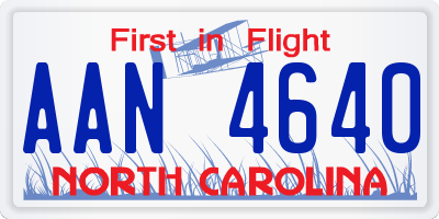 NC license plate AAN4640