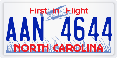 NC license plate AAN4644