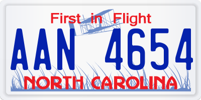 NC license plate AAN4654