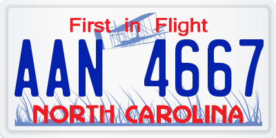 NC license plate AAN4667