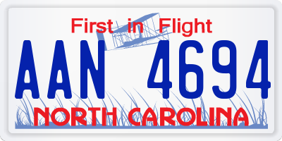 NC license plate AAN4694