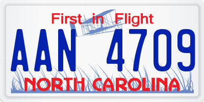 NC license plate AAN4709