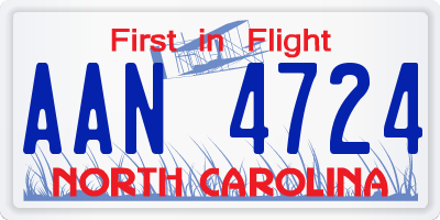 NC license plate AAN4724