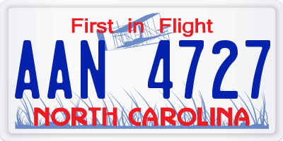 NC license plate AAN4727