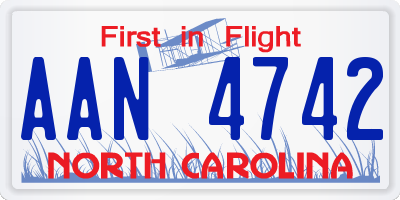 NC license plate AAN4742