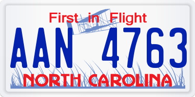 NC license plate AAN4763