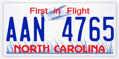 NC license plate AAN4765