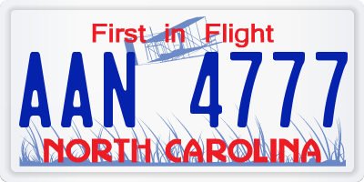 NC license plate AAN4777