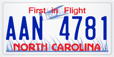 NC license plate AAN4781