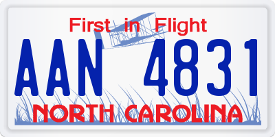 NC license plate AAN4831