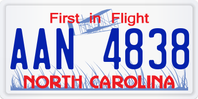 NC license plate AAN4838